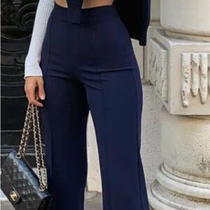 Fashion Nova Navy Wide Leg Pants-tall